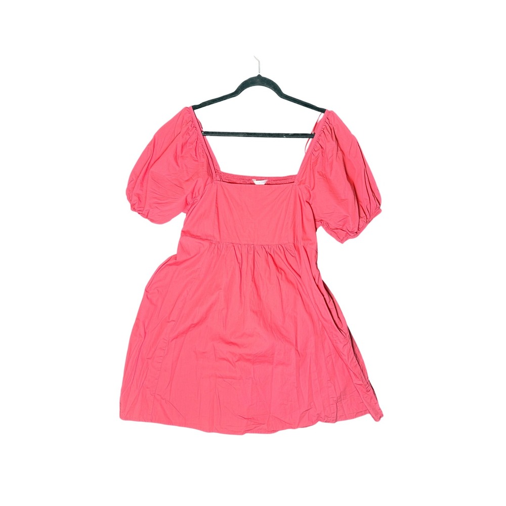 Draper James XXL mini dress‎ coral red Puff Sleeve baby doll Smocked peasant